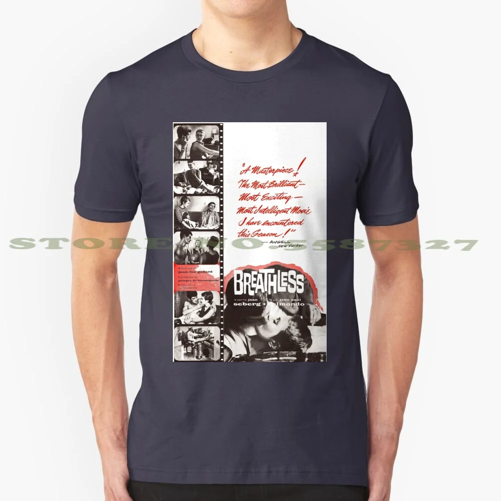 A Bout De Souffle ( Breathless ) - Jean - Luc Godard Seberg Belmondo 100% Cotton T-Shirt Jean Luc Godard A Bout De Souffle