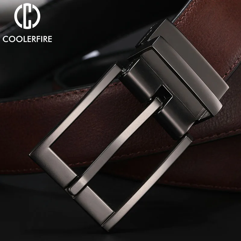 Business Dress Belts for Men Genuine Leather Belt Reversible Buckle Brown and Black Belt HQ110