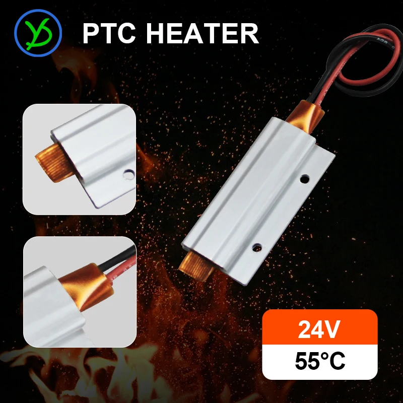 60x28mm 24V 55°C Thermostat PTC aluminum heating with Mounting hole for mini instrument Surface-insulated