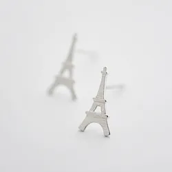 100% 925 Solid Real Sterling Silver Eiffel Tower Stud Earrings for Women Party Gift Jewelry pendientes boucle d oreille eh977