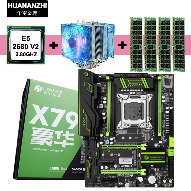 

Суперигровая материнская плата HUANANZHI X79, кулер Xeon E5 2680 V2, 2,8 ГГц, 16 ГБ ОЗУ (4*4 Гб)