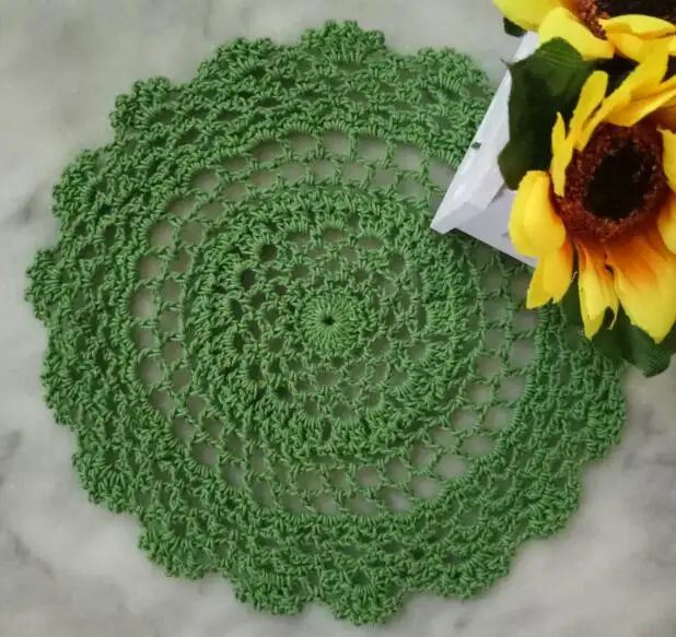 Handmade Flower Cotton Round Placemat Cup Pan Coaster Mug Kitchen Wedding Drink Table Place Mat Cloth Lace Crochet Tea Doily Pad