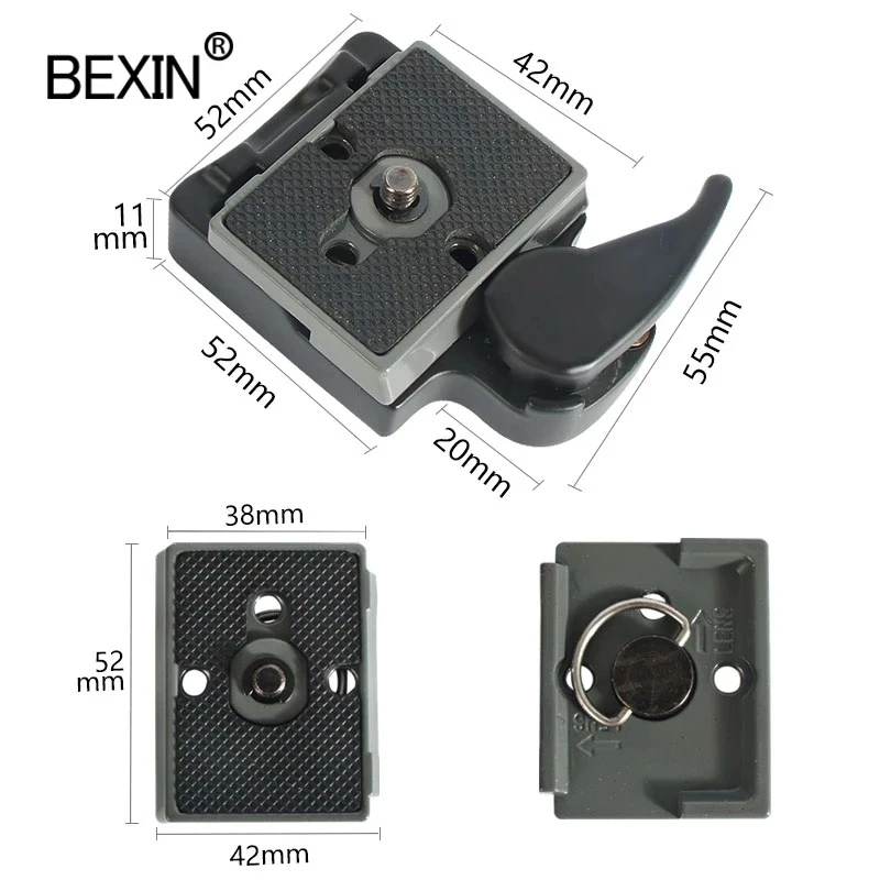 BEXIN Quick Release Clamp Tripod Head Quick Release Plate Adapter for Manfrotto 200PL-14 Compat Plate Suitable for Camera Tripod