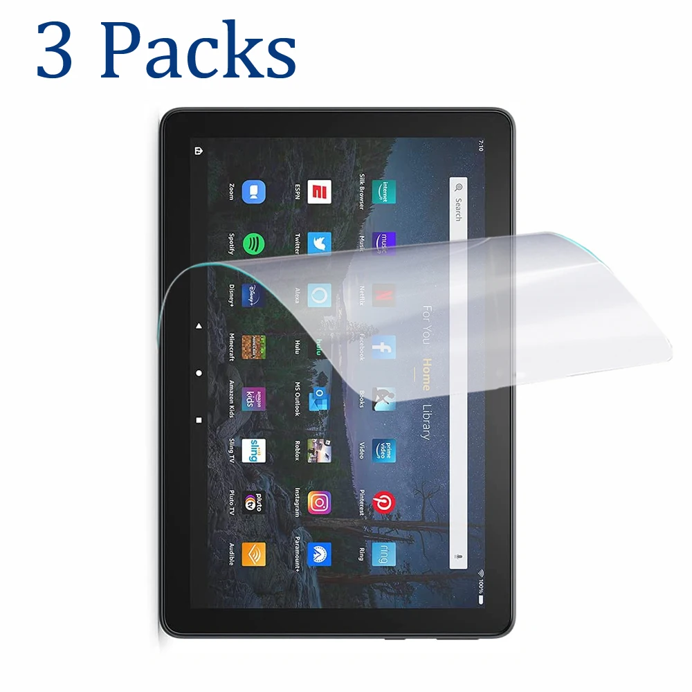 3 Packs soft PTE screen protector for Kindle fire HD 10 2021 & fire HD 10 plus max 2019 2017 2015 tablet screen protective film