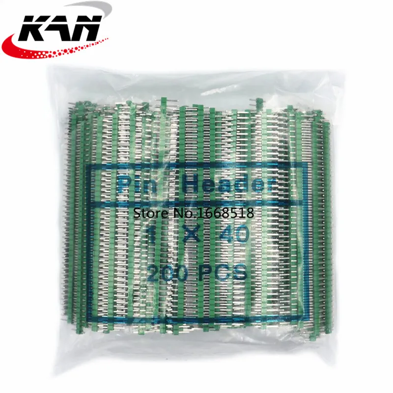 Free shipping 200PCS/LOT Green 40P 2.54mm Male Color Single Row Pin Header 1*40P   1X40P Pitch 2.54