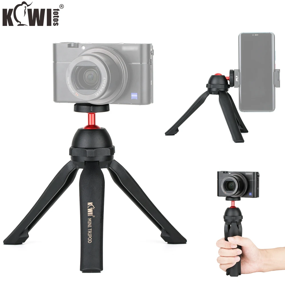 Kiwi Vlog Mini Tabletop Tripod Handheld Tripod Hand Grip for DSLR Mirrorless Compact Camera Camcorder LED Lamps Mini Projectors