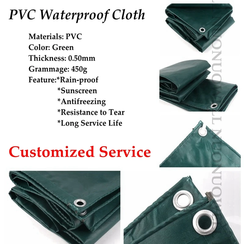 

Customize Size 0.5mm Thicken Green PVC Tarpaulin Rainproof Double Sided Tarp Waterproof Truck Car Cover Balcony Sunshade Cloth