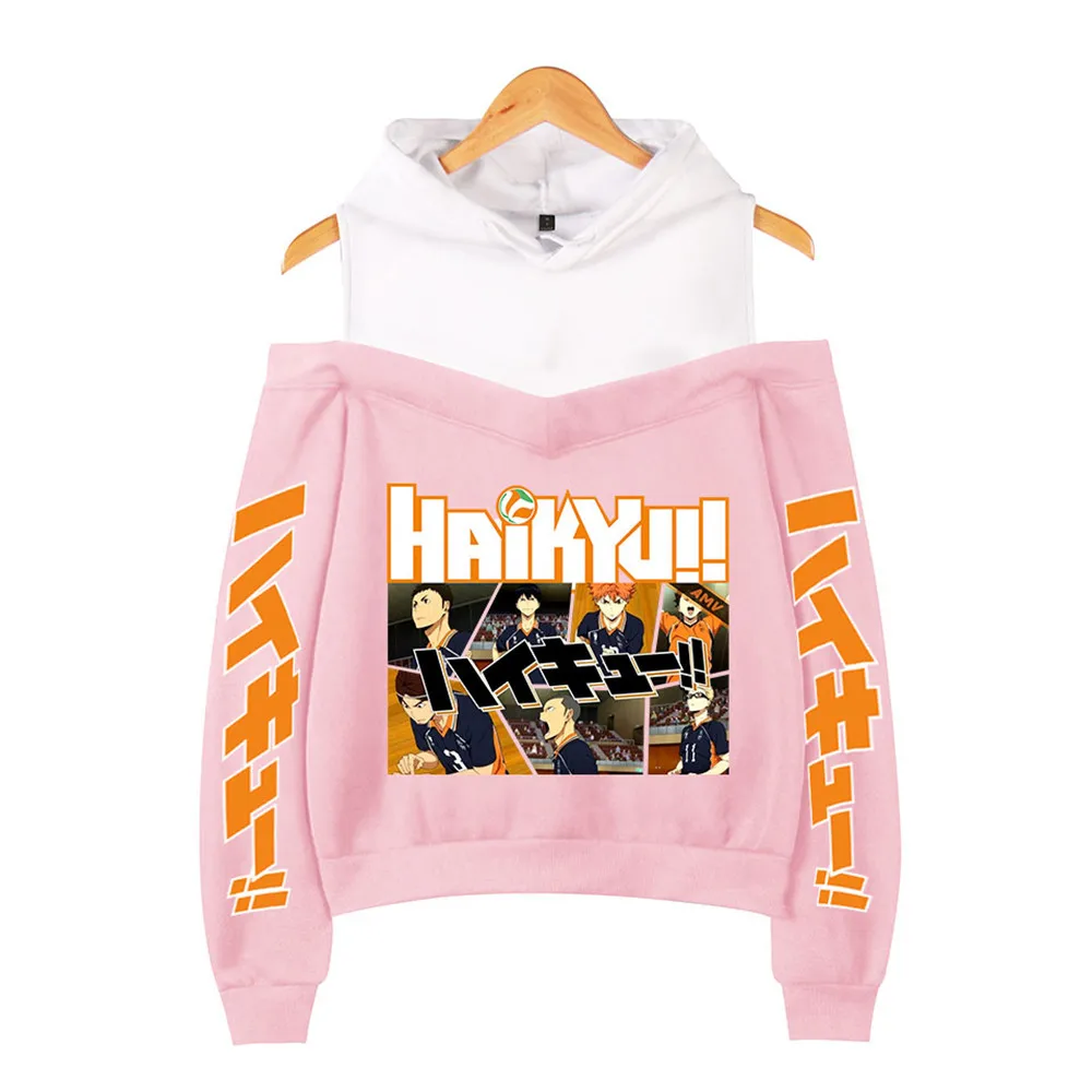 Haikyuu Hoodies Hinata Shyouyou Nishinoya Yuu cosplay Jersey costume off shoulder Hoodie Karasuno High School Pullover