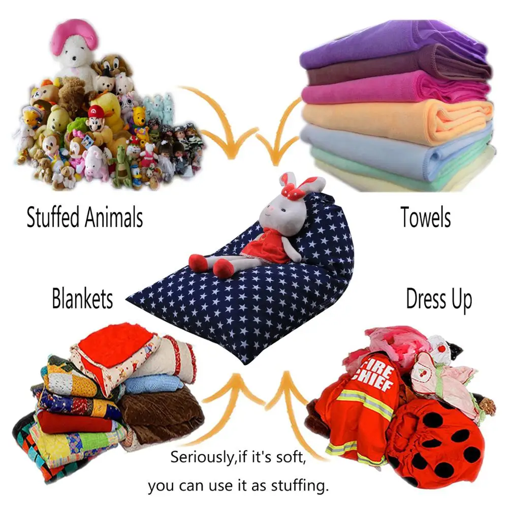 Stuffed Animal Bean Bag Chair Sofas (Cover Only) for Kids and Adults, Canvas Stuffed Seat Organizer Comfortable Baby Sofa