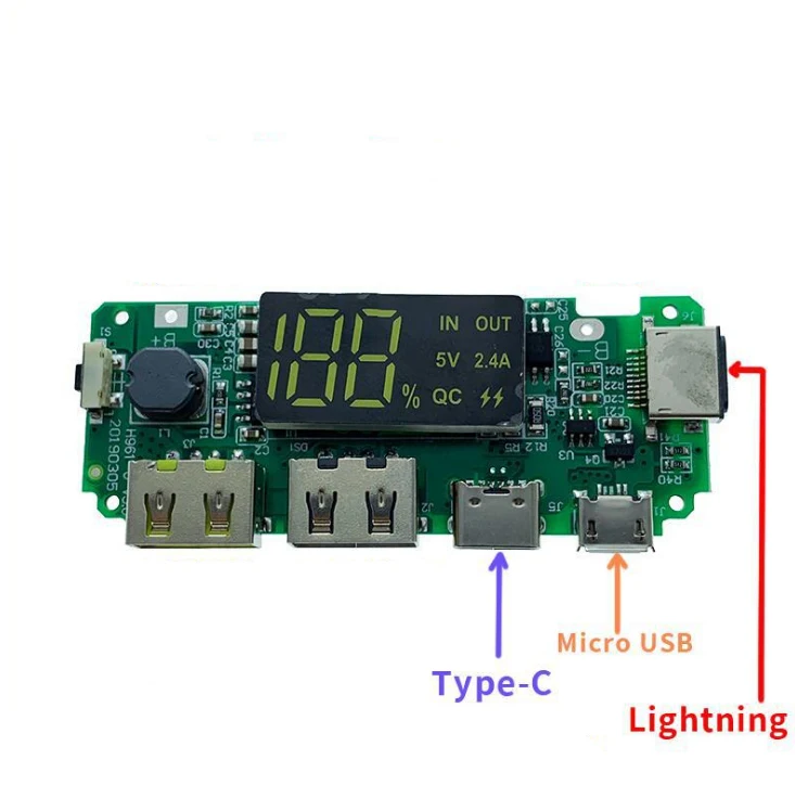 LED Dual USB 5V 2.4A Micro/Type-C USB Mobile Power Bank 18650 Charging Module Lithium Battery Charger Board Circuit Protection