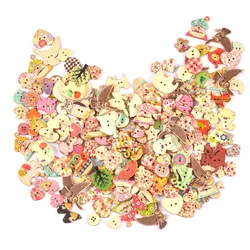 25pcs Mixed Painting Retro Wooden Buttons For Crafts Scrapbooking Sewing Clothes DIY Kid Apparel Supplies