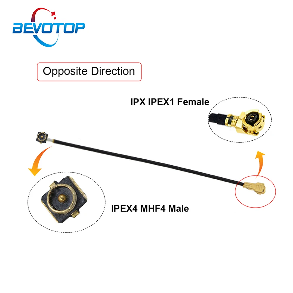 2pcs/lot U.fl IPX IPEX1 Female to IPEX4 MHF4 Male Connector RF1.13  Cable Pigtail RF Coaxial Jumper Extension Cord 3cm 5cm