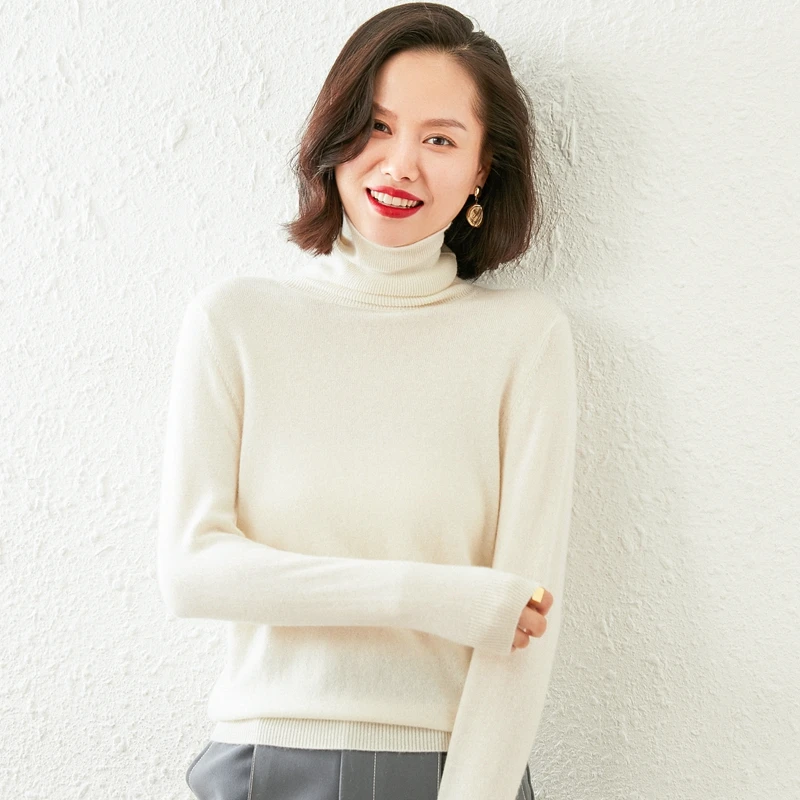 Women Sweaters 100% Pure Cashmere Pullovers Winter New Arrival Turtleneck Jumpers Woman Knitwear Girl Clothes Lady Top 20Colors