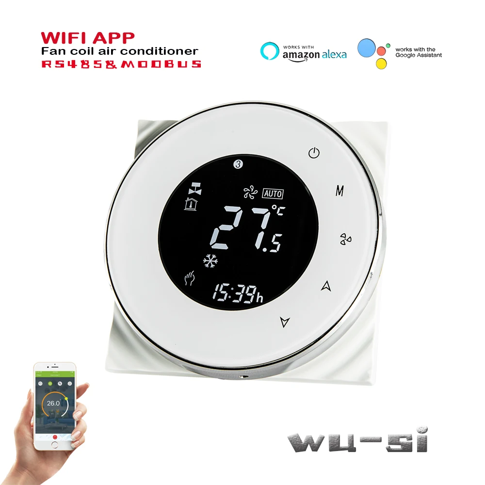 RS485&Modbus Tuya wifi programmable thermostat-2pipe 4pipe fan coil thermostat for cooling/heating,works with google home