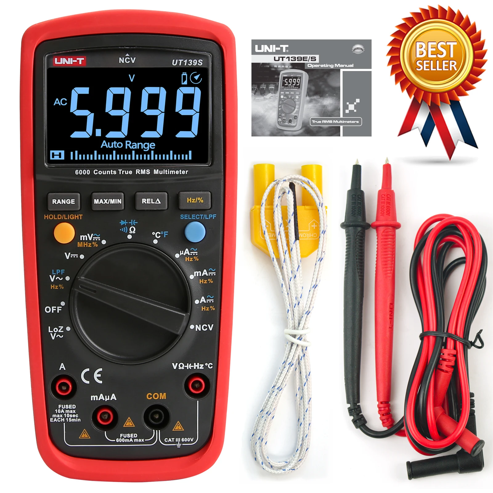 UNI-T UT139S True RMS digital multimeter, LPF (low pass filter)/LoZ (low impedance input) function/Temperature test EBTN display