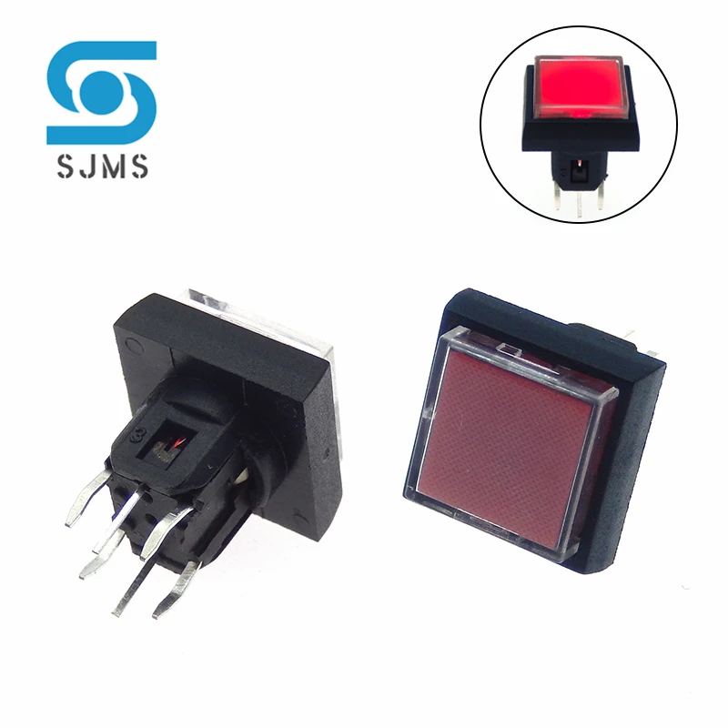 2PCS PB6171FL-1/2/3/4 Micro Push Button Tactile Momentary  With LED Light Switch With sheath Cap diameter: 10*10MM 6X6X12.9MM