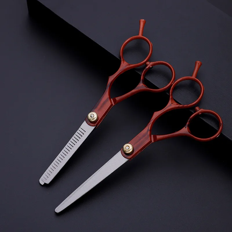 Gunting Rambut Merah 6.0 Inci Profesional Alat Pemotong Rambut Gunting Penipis Gunting Salon Gunting Rambut