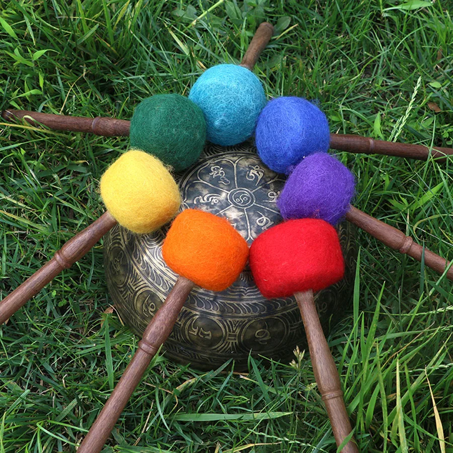 

Tibetan Buddhist Meditation Singing Bowl Wool Felt Hammer Yoga Healing Bowl Accessories Seven Chakras Handmade Bowl Hammer