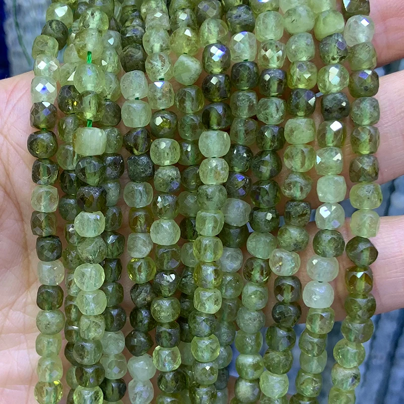 4-5mm Natural Garnet Aquamarine Lemon Quartz Mixed Stone Beads Faceted Cube DIY Loose Beads For Jewelry Making Beads Necklace