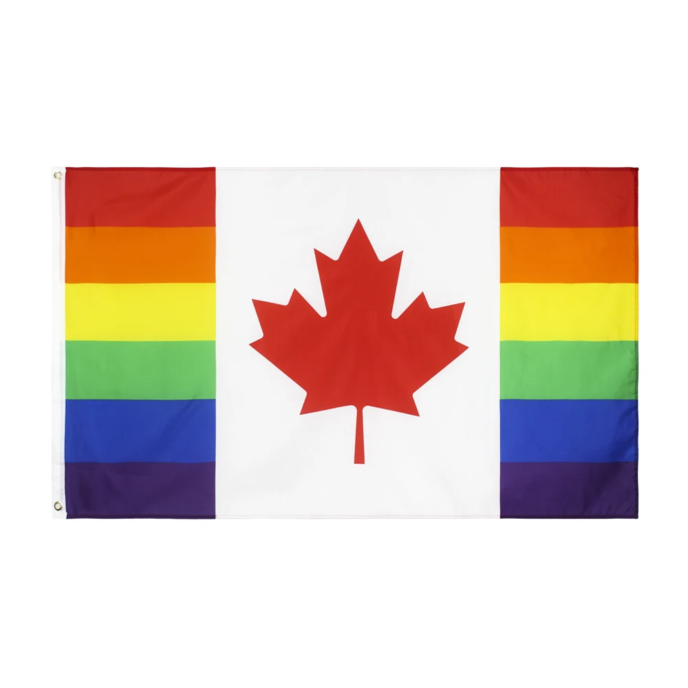 3x5 Canada Gay Rainbow Flag 3'x5' Canadian Lesbian LGBT Pride House Banner for Your Garden, Home and Any Parties