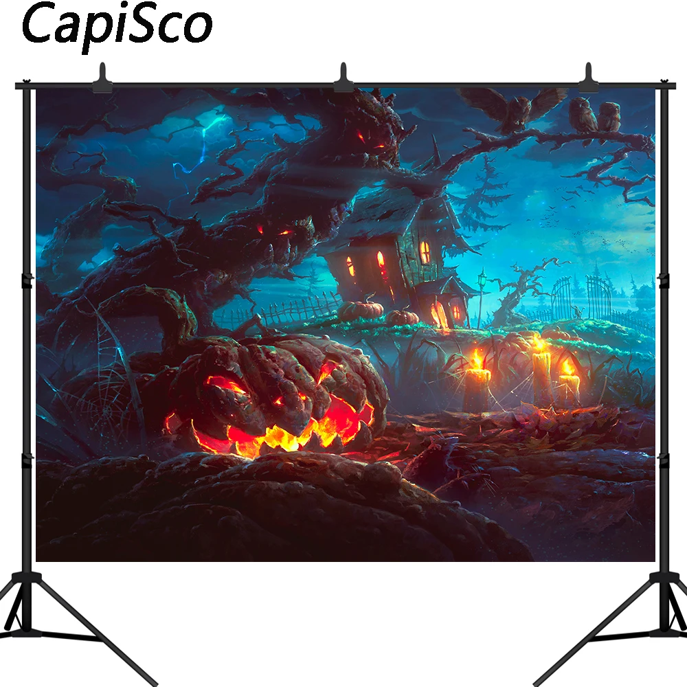 Capisco Halloween dynia tło nawiedzony cmentarz duch las Bat fotografia tło dekoracje świąteczne rekwizyty sesji zdjęciowej