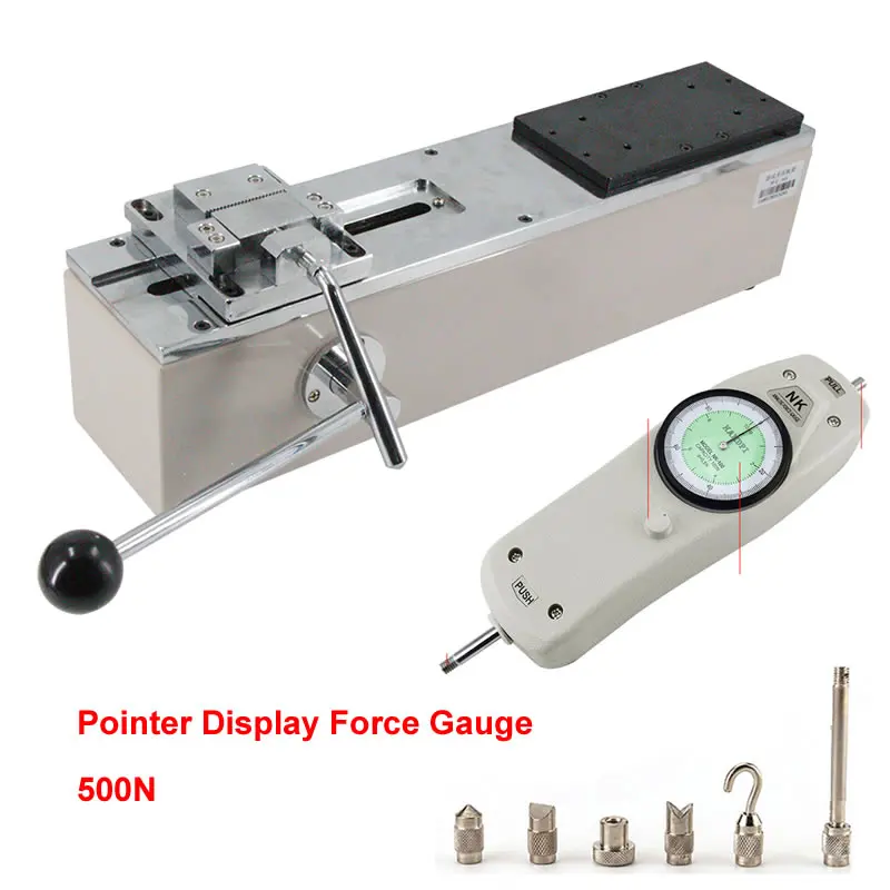 500N Digital Pointer Push Pull Force Gauge Manual Horizontal Harness Terminal Tension Tester Inspection Machine Test Stroke 50mm