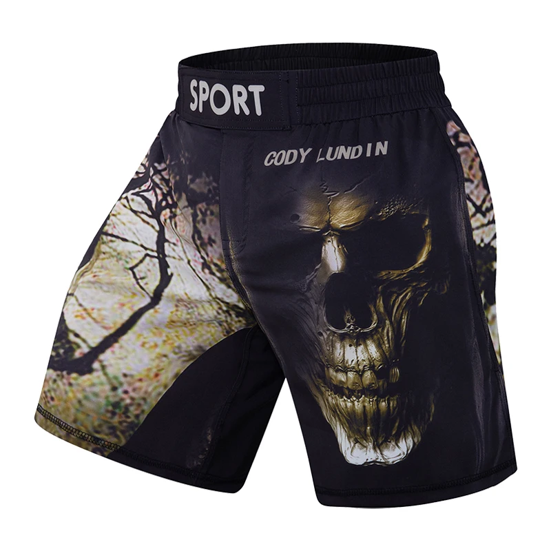 Cody Lundin Wholesale Custom Fighting Mma Shorts Sublimated Printed Muay Thai Shorts Elastic Waist Masculine Kickboxing Shorts