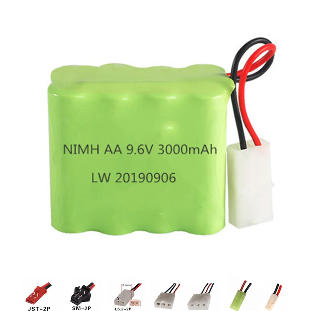 バッテリー9.6v 3000mah nimh,10個,充電式,rcおもちゃ,車,タンク,電車,ロボット,銃,ボート,ni-mh aa,700mah 9.6v,1個