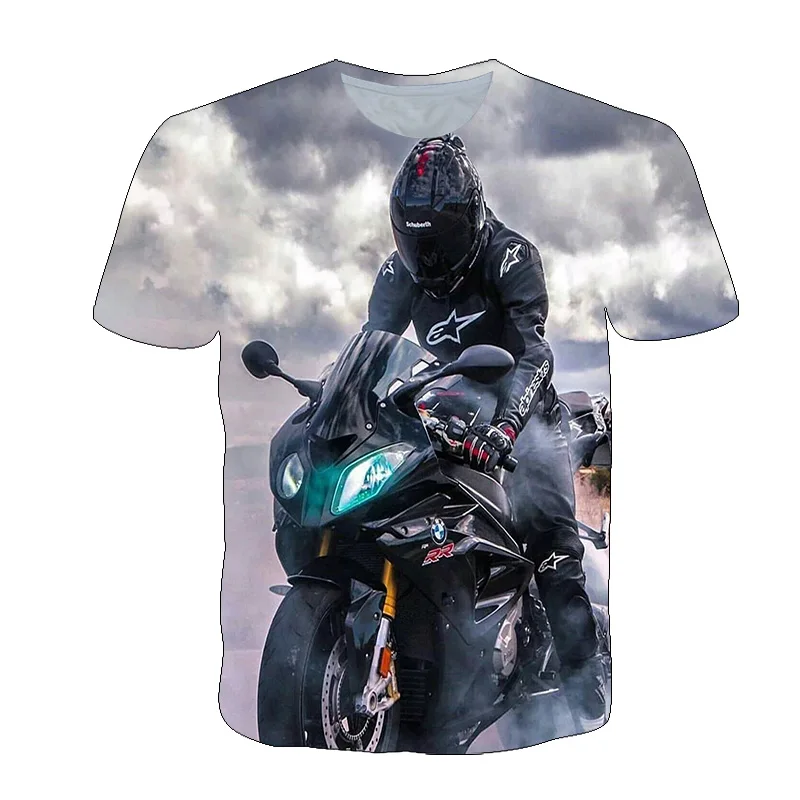 3D Motorcycle Racing Scene graphic t shirts For Men Fashion Cool Style Personality Print T-shirt Summer Trend hip hop Streetwear