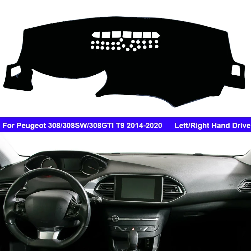 Wewnętrzny pokrowiec na deskę rozdzielczą do Peugeot 308 308SW 308GTI T9 2014-2019 2020 Auto Dash Mat Dywan Osłona przeciwsłoneczna Dashmat Rug