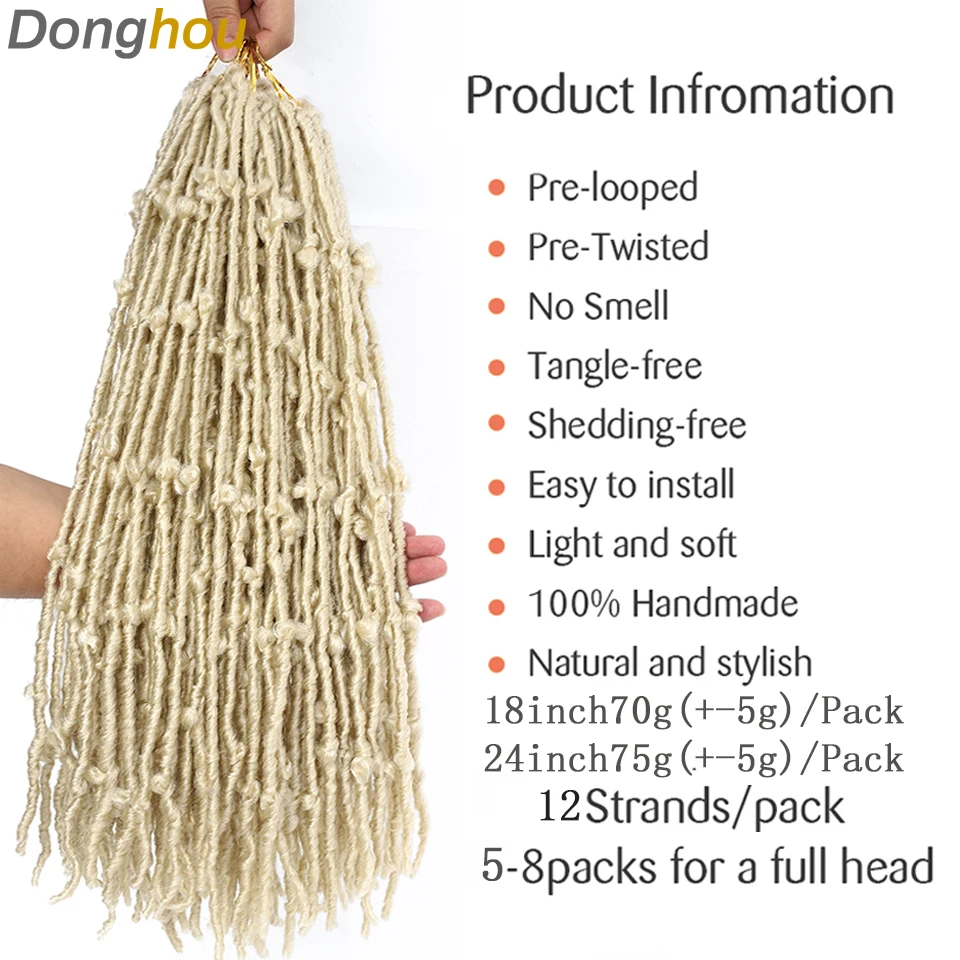 Donghou 613 blond motyl Locs szydełkowe włosy motyl Locs szydełkowe warkocze Pre zapętlony długi motyl Faux Locs szydełkowe włosy