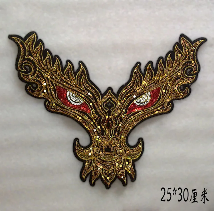 Patchs de grande tête de Dragon, broderie Punk pour vêtements, autocollants pour veste, sac à dos, Patch doré, accessoires de décoration