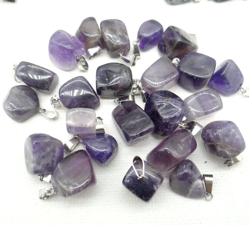 

Natural Gem stone Quartz Crystal amethyst Irregular shape Pendant charms for diy Jewelry making Necklaces Accessories 24PCS