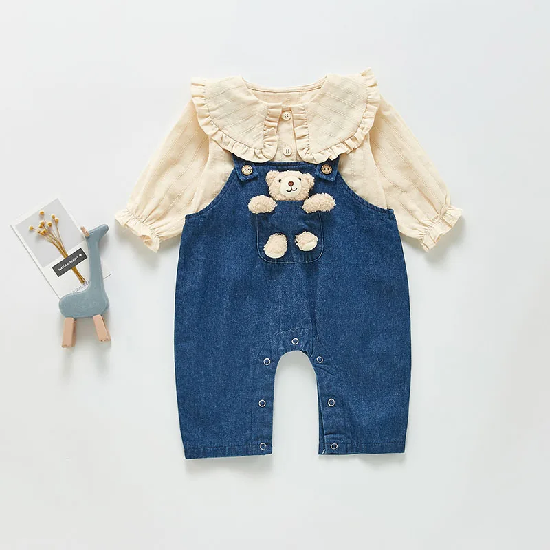 MILANCEL Baby Rompers Boys Jumpsuits Denim Overall Baby Outfit