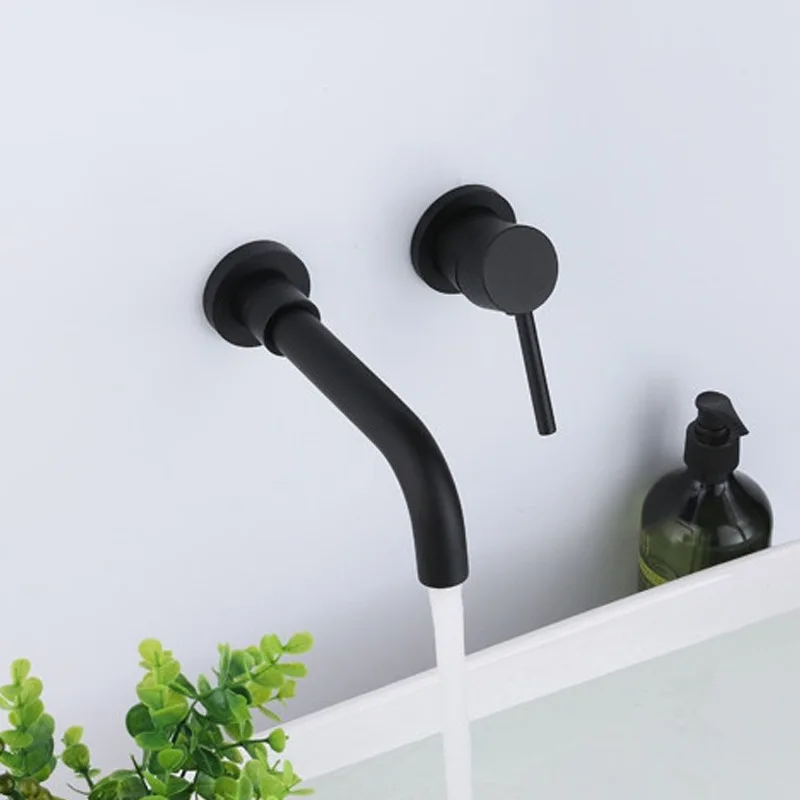 

Black In-wall Faucet Concealed Concealed Embedded Hot and Cold Copper Mixing Valve Bathroom Wash Basin Buried Wall Faucet