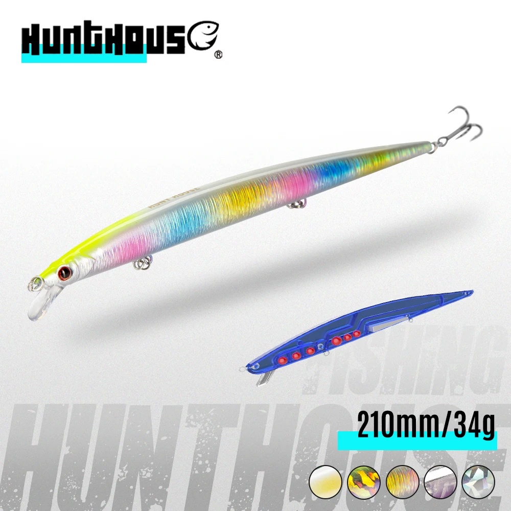 Hunthouse Minnow Fishing Lures Floating Spook Topwater Wobblers Hard Bait Jerk Long Casting 210mm 34g For Pike Bass Fish Tackle