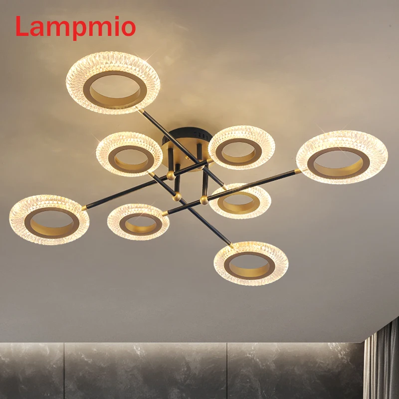 

2022 New Arrival Modern Ceiling Lights With Round Lampshades For Living Room Golden Black Bedroom 75CM 108CM 118CM Tube Lustres