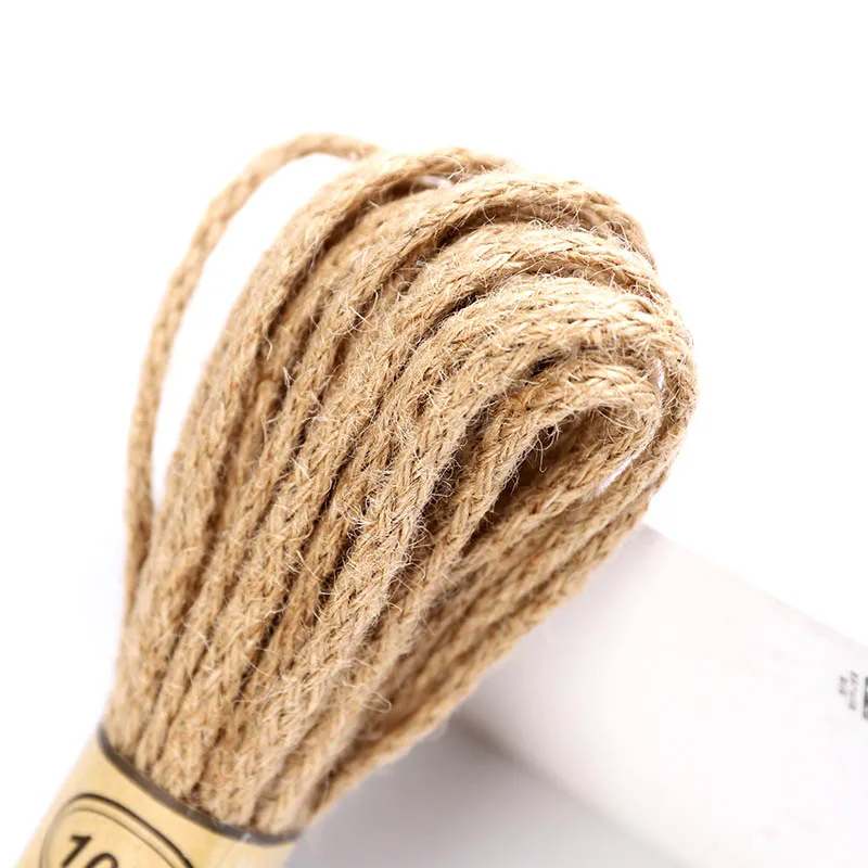 5-6mm 5m Burlap Hessian Jute Twine Cord Hemp Rope String Gift Packing Wedding Party Christmas Festival Decoration Handcraft DIY