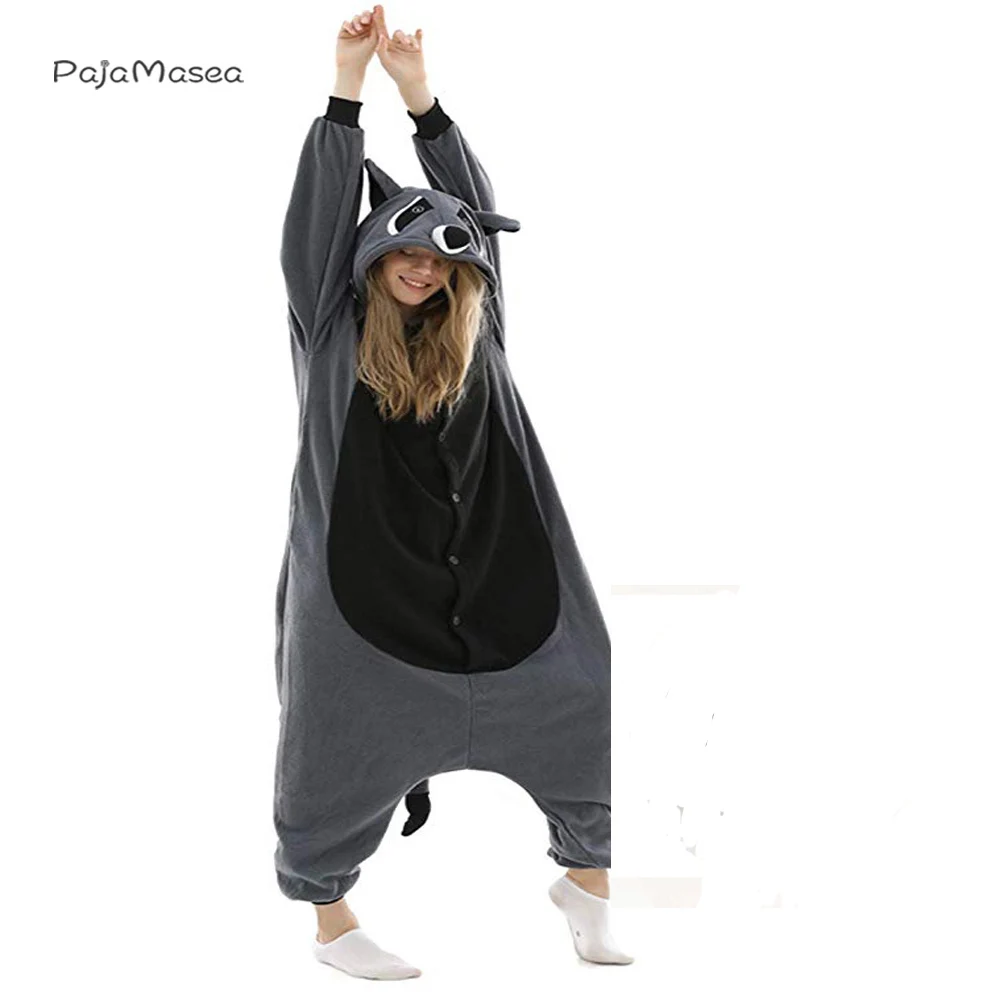 PAJAMASEA-Disfraz de mapache Kigurumi para mujer, mono de una pieza con dibujos animados de animales, para Halloween, XXL, 145-200cm