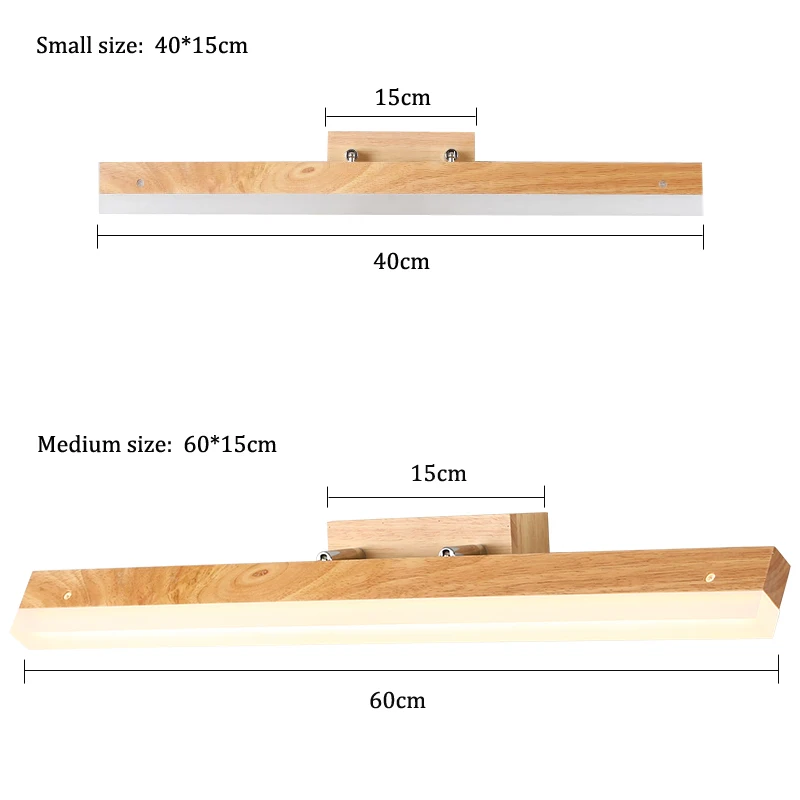 Imagem -06 - Modern Led Mirror Light para Banheiro e Maquiagem Lâmpadas de Parede de Madeira Nordic Fixture 10w Ac90260v