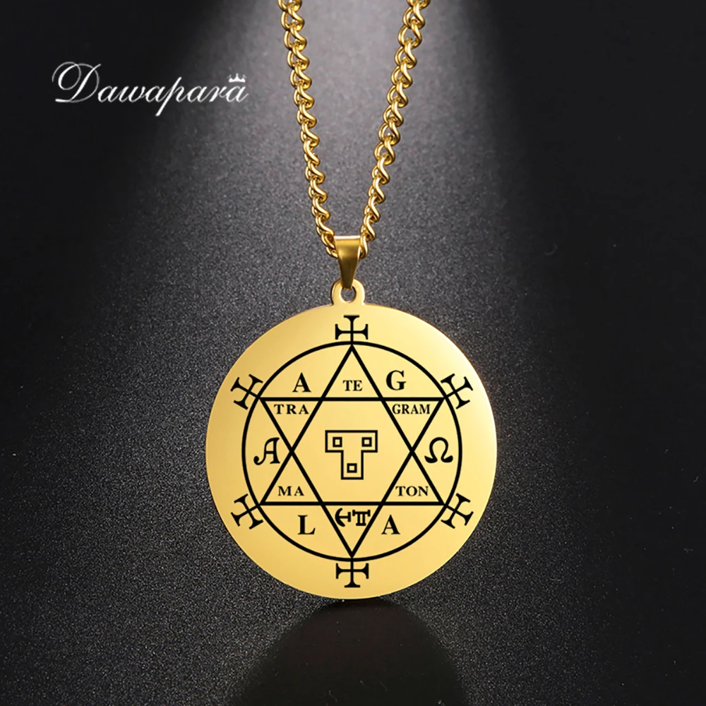 Dawapara Witchcraft Hexagram of Solomon Goetia Necklace Amulet Pendants Talisman Stainless Steel Jewelry