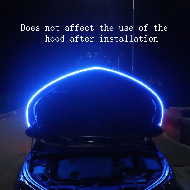 Car Hood Daytime Running Light Strip Waterproof Flexible LED Auto Decorative Atmosphere Lamp Ambient Backlight 12V Universal