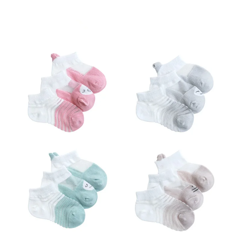 

3 Pairs/ Lot Kids Baby Socks Newborn Summer Mesh Baby Socks Children Combed Cotton Boneless Loose Mouth Toddler Socks Short