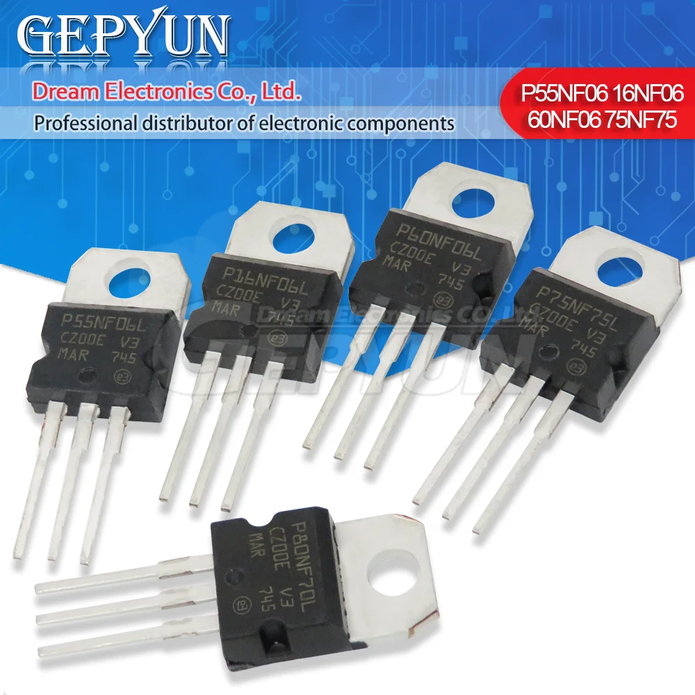 10pcs STP55NF06L STP80NF70 STP75NF75 STP60NF06 STP16NF06 STP10NK60Z STP55NF06 STP5NK80Z STP65NF06 TO-220 integrated circuit