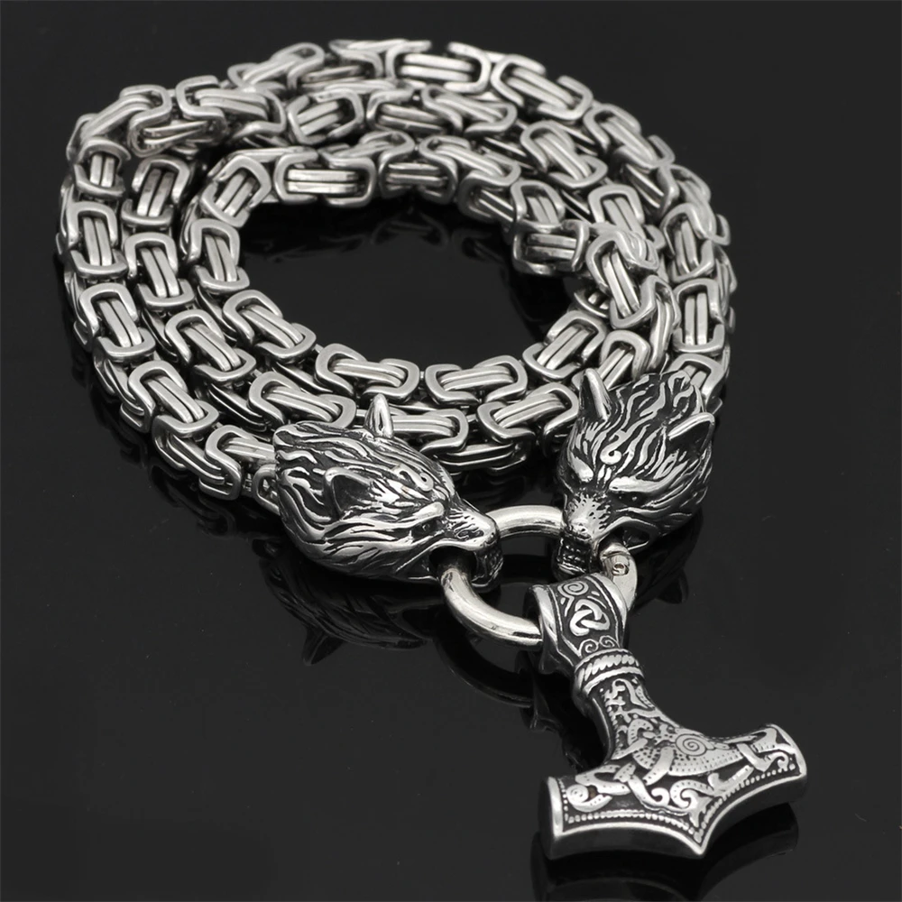 bobo cover Nordischer keltischer Wolf Herren Halskette Wikinger Wolfskopf Edelstahl Anhänger skandinavische Rune Zubehör nordisches Amulett Schmuck 6