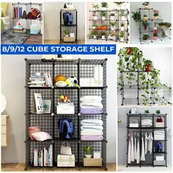 Multifunctional Black Metal Mesh Combination Storage DIY Cube Wardrobe And Modular Shelf Net Wire Mesh Shelf Home Organizer