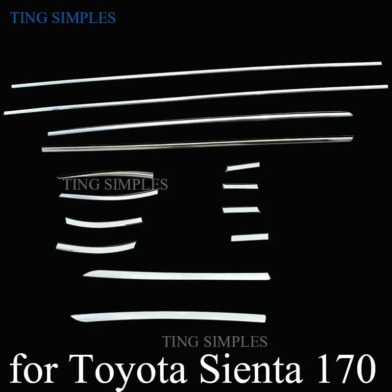 Stainless Steel Window Moulding Cover Strip Trim Kit For Toyota Sienta 2015 2016 2017 2018 Silver Window Sticker Car Accessories