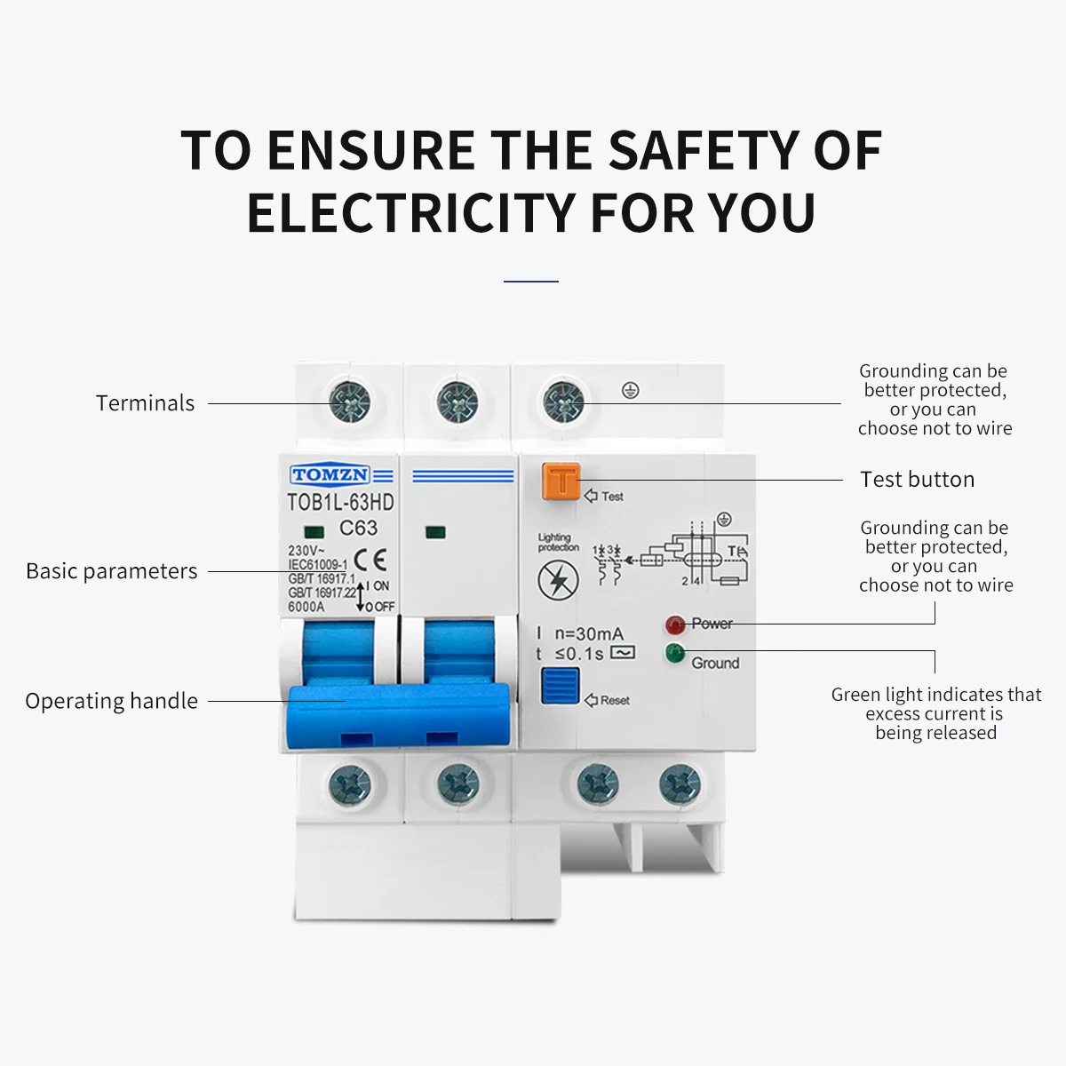 Residual current circuit breaker Main switch with surge protector RCBO MCB with Lightning protection SPD