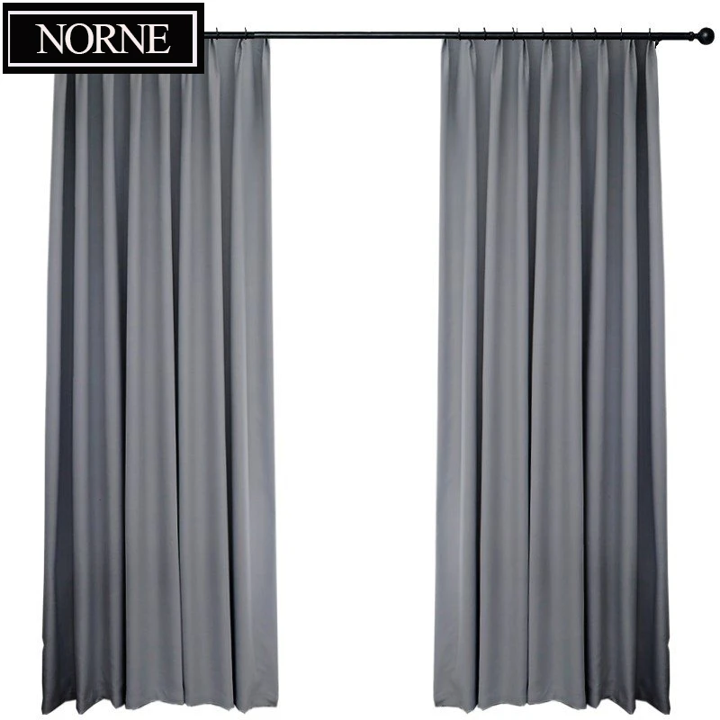 NORNE-Modern Grey Blackout Curtains for Window Treatment, Custom-Made Drapes, Living Room, Bedroom