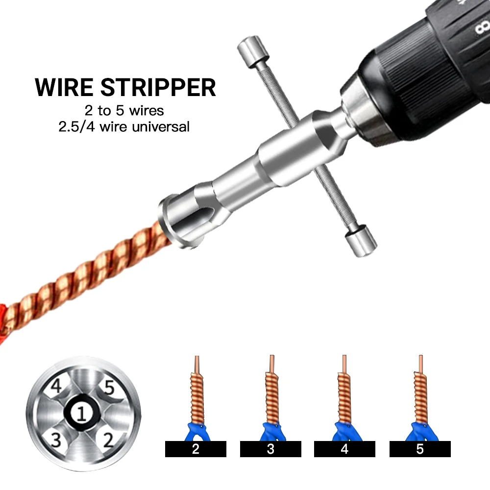 

Electrician General Automatic Wire Stripper Twisted Wire Tool Quick Stripper Line Cable Peeling Twisting Connector Wire Stripper